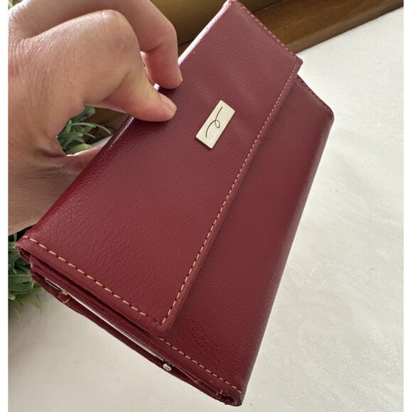 Clutch Wallet Bag Multi Space Bright Red Card Holder Women’s Red Leather - Picture 13 of 13